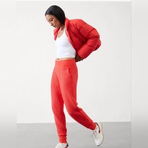 Women's High-Waist Knit Jogger Pants - Coral Red